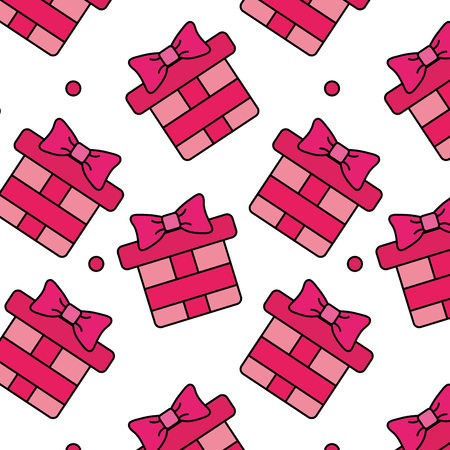 Present gift box with ribbon bow background vector illustrationのイラスト素材