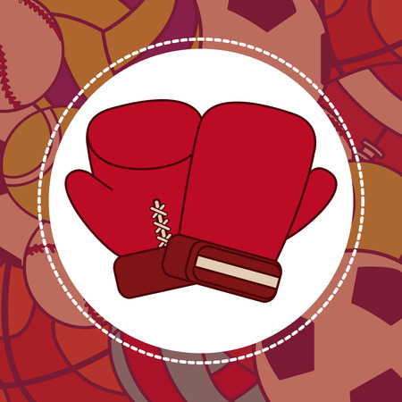 Boxing sport gloves over sport balls background vector illustration graphic designのイラスト素材