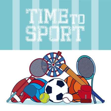 Time to sport concept isolated on a different types of ball on background.のイラスト素材