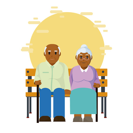 Cute grandparents seatedのイラスト素材
