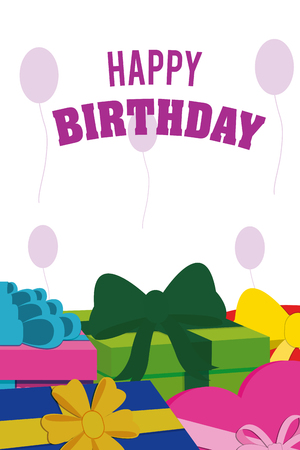 Happy birthday card with gift boxes colorful vector illustration graphic designのイラスト素材