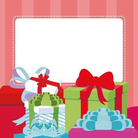 Blank note card with gift boxes colorful vector illustration graphic designのイラスト素材