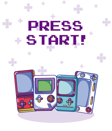 Videogame retro portable consoles vector illustration graphic designのイラスト素材