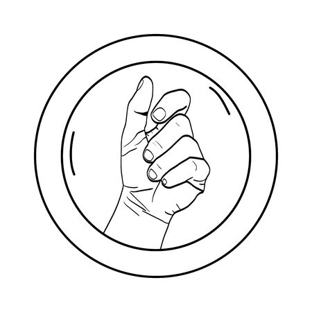 Circular line sticker illustration with hand symbolのイラスト素材