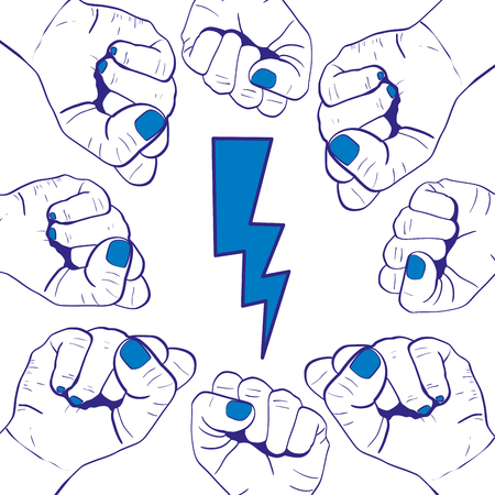 Duo color people opposite hands together protestのイラスト素材