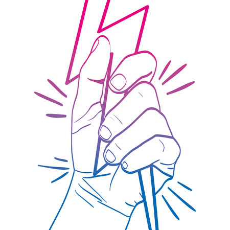 degraded line person hand oppose with ray protest vector illustrationのイラスト素材