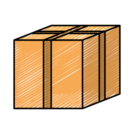 Doodle close box package object to delivery vector illustrationのイラスト素材