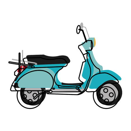 moved color motocycle transportation travel with mirror and wheels vector illustrationのイラスト素材