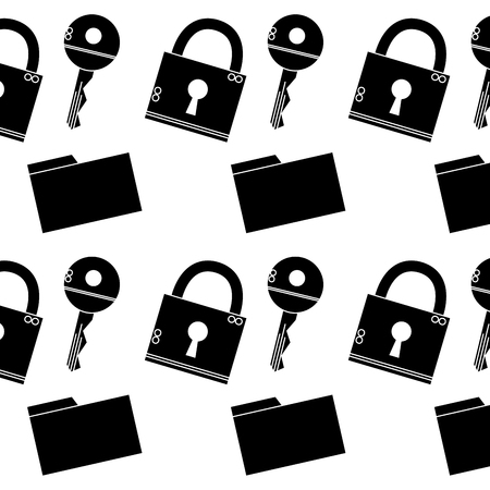 silhouette close padlock security and file folder background Vector illustration.のイラスト素材