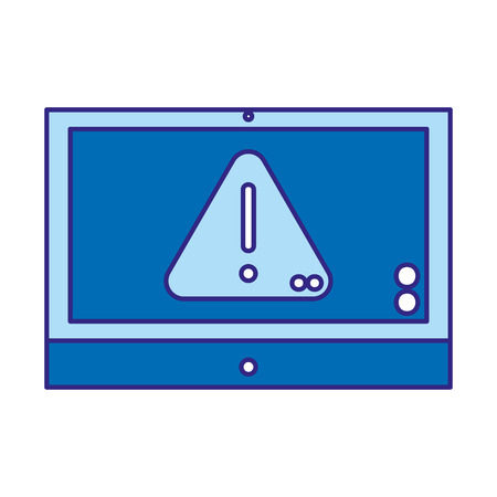 duo color attention and caution symbol inside screen technology Vector illustration.のイラスト素材