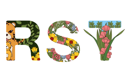 RST floral fonts lettersのイラスト素材