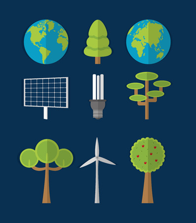 Green energy and world collectionのイラスト素材
