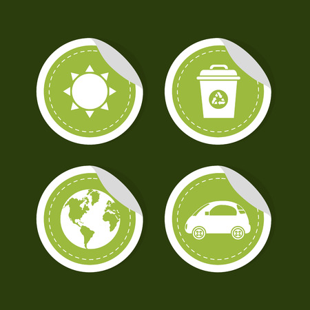 Green energy round stickers collectionのイラスト素材