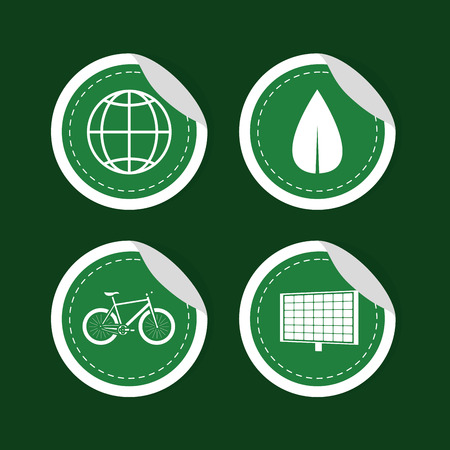 Green energy round stickers collectionのイラスト素材