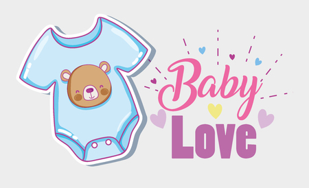Baby love card with cute clothing vector illustrationのイラスト素材