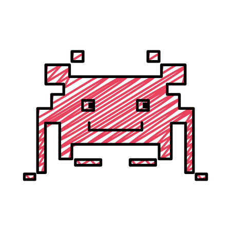 doodle videogame crab digital character iconのイラスト素材