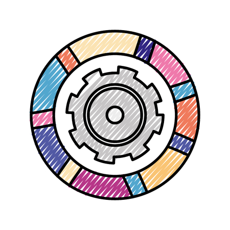 doodle industry gear engineering process machineのイラスト素材