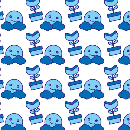 duo color videogame plant and sun character backgroundのイラスト素材