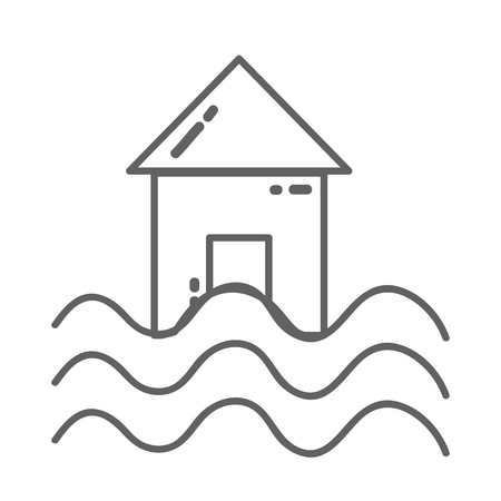 line house with water flood natural demageのイラスト素材