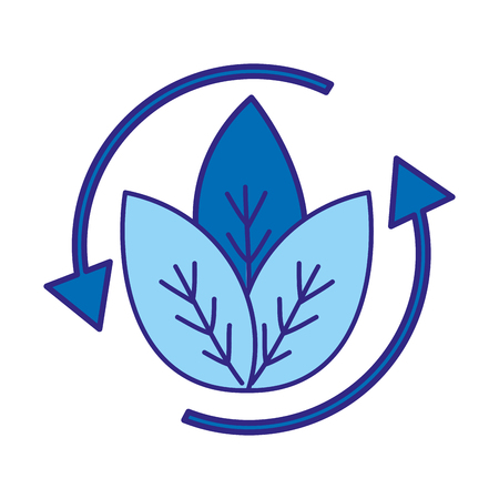 duo color nature leaves plant with arrows cycle to conservationのイラスト素材