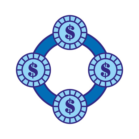 duo color metal coins money with cicle connectionのイラスト素材