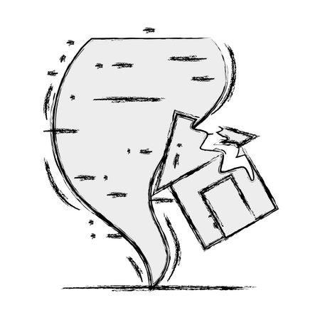 Grunge house with dangerous tornado natural destructionのイラスト素材