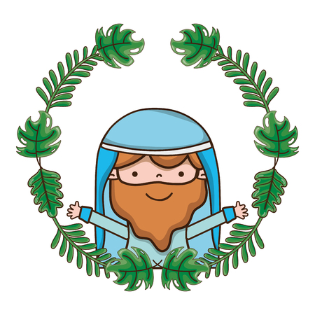 jesus christ with palms leaves branchesのイラスト素材