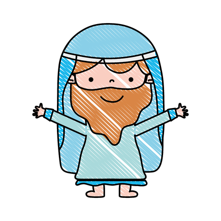 doodle jesus christ with hair design and beardのイラスト素材