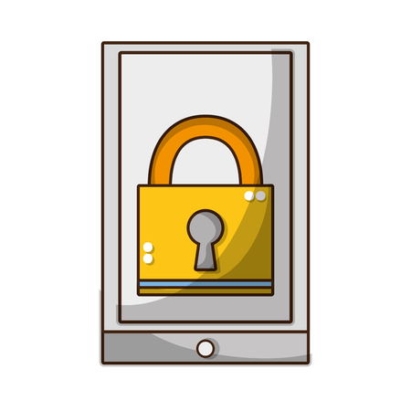A close padlock object inside smartphone technologyのイラスト素材