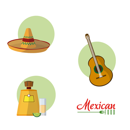 Mexican culture cartoons collection vector illustrationのイラスト素材