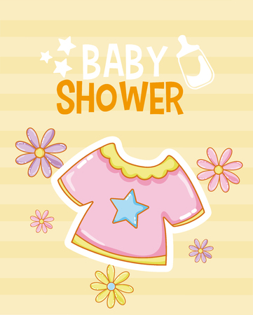 Baby shower yellow card vector illustration graphic designのイラスト素材