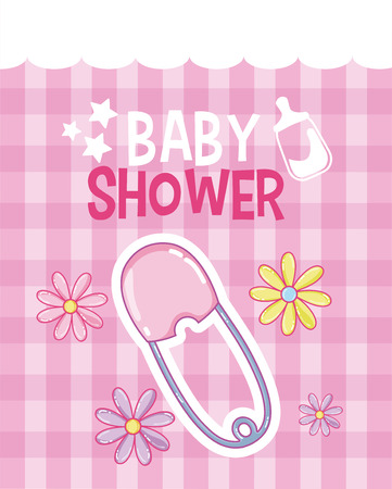 Baby shower pink card vector illustration graphic designのイラスト素材