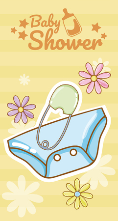 Baby shower yellow card vector illustration graphic designのイラスト素材