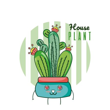 Cute houseplant kawaii cartoon vector illustrationのイラスト素材