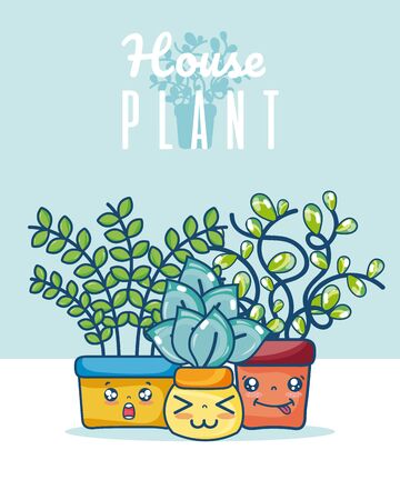 set of Cute houseplant cartoon vector illustration graphic designのイラスト素材