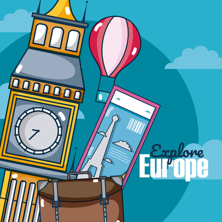 Travel and discover europe vector illustration graphic designのイラスト素材