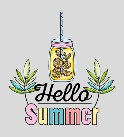 Hello summer cartoons vector illustrationのイラスト素材