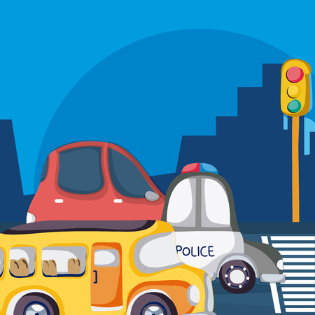 Vehicles waiting traffic light vector illustration graphic designのイラスト素材