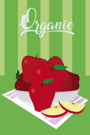 Sweet apples on dish vector illustrationのイラスト素材