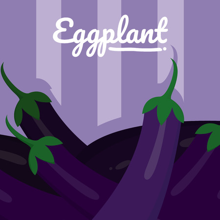 Organic eggplant cartoon template vector illustrationのイラスト素材