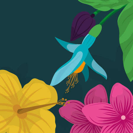 Tropic leaves and flowers designのイラスト素材