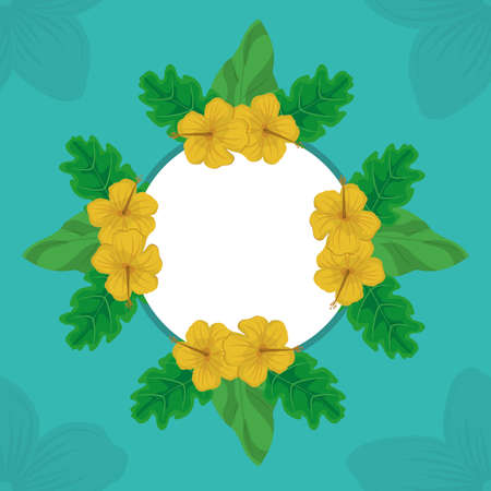 Tropic leaves and flowers designのイラスト素材