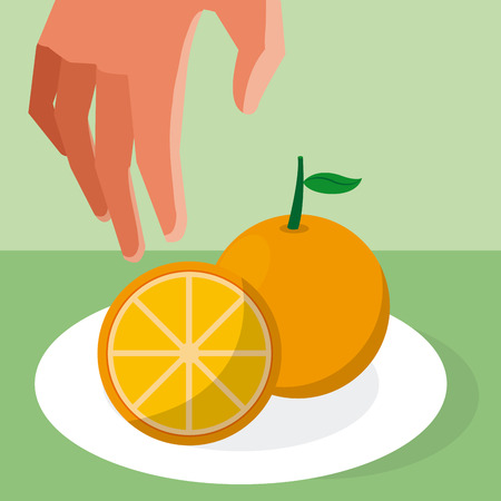 Hand grabbing orangeのイラスト素材