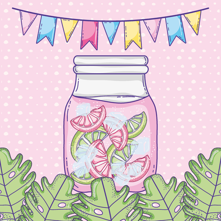 Summer juice cartoon template vector illustrationのイラスト素材