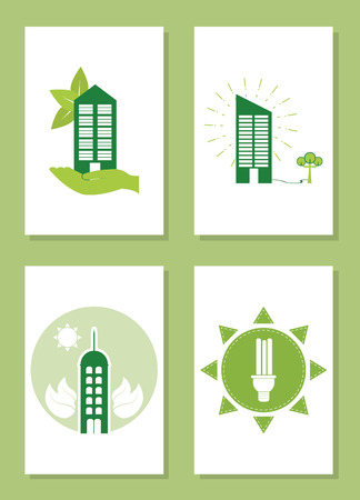 Green energy and buildings Vector illustration.のイラスト素材