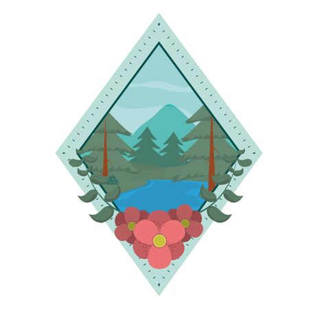 Beautiful forest on diamond shapeのイラスト素材