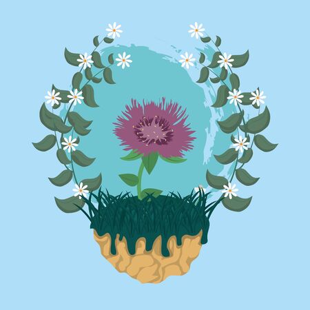 Beautiful flower on groundのイラスト素材
