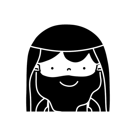 silhouette religious jesus christ with hairstyle and beard vector illustrationのイラスト素材