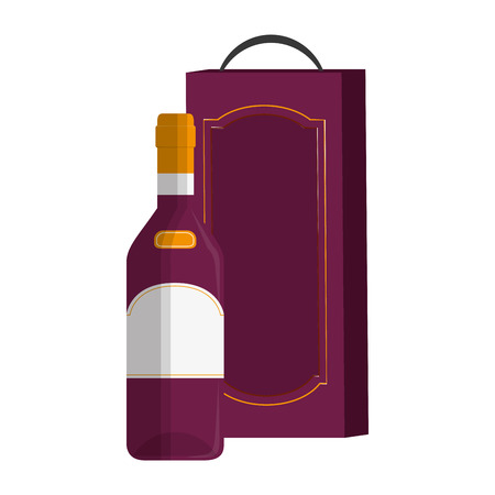 bottle wine with shopping bag objectのイラスト素材