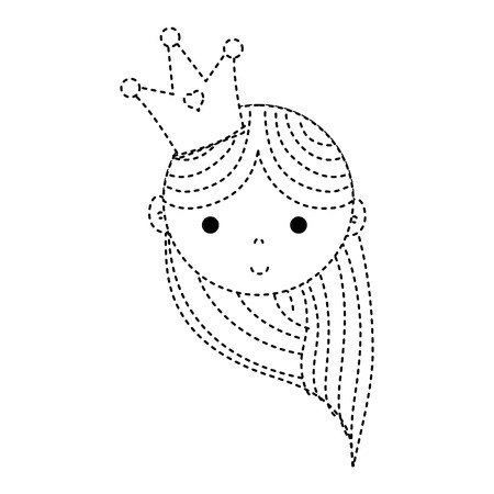 Dotted shape happy woman head with crown and hairstyle.のイラスト素材